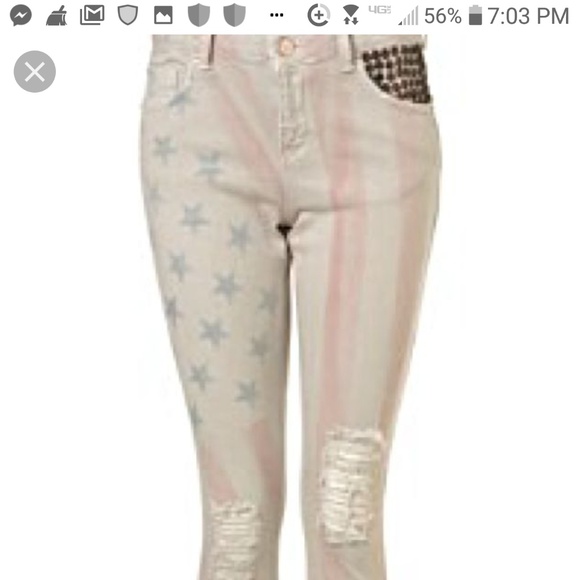 Topshop flag moto jeans 4th of July patriotic - Picture 3 of 8